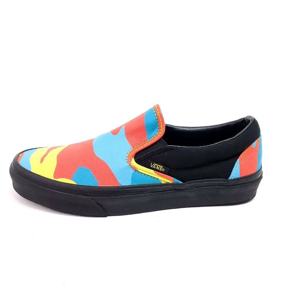 Vans Womens 8 Shoes Classic Slip On Neon Camo Blue - Picture 2 of 11
